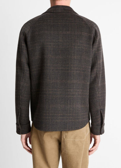 VINCE Men Plaid Splittable Wool-Blend Shirt Jacket in Shirt Jackets DARK MISSION