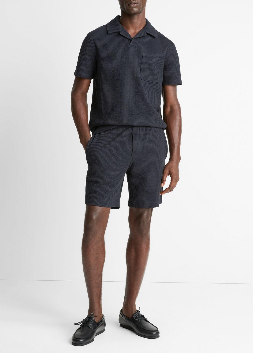 VINCE Men Seersucker-Knit Stretch-Cotton Short in Shorts COASTAL BLUE