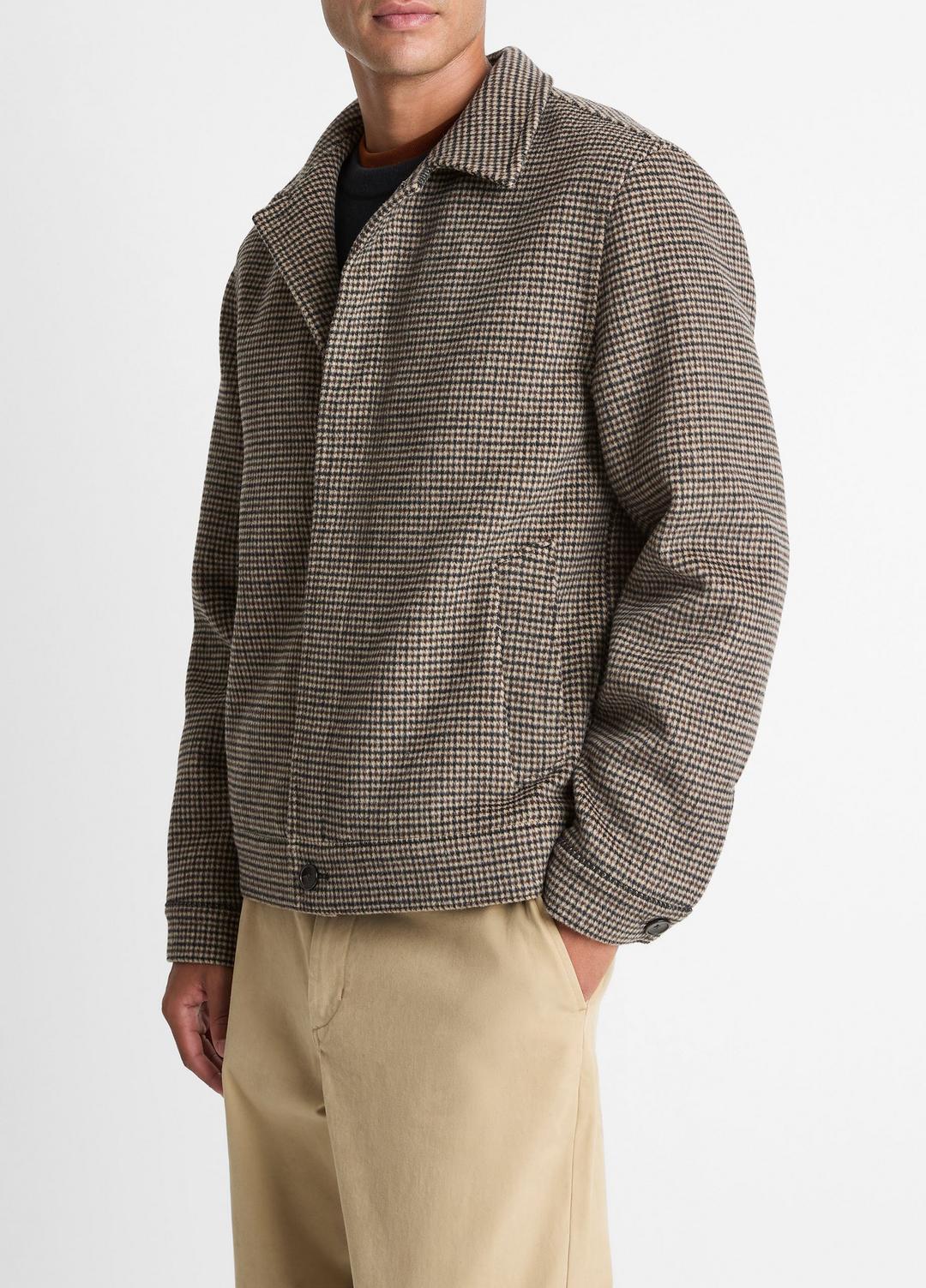 VINCE Men Houndstooth Bomber Jacket in Jackets DARK ROAST COMBO