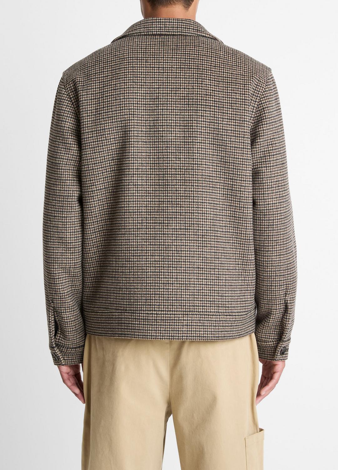 VINCE Men Houndstooth Bomber Jacket in Jackets DARK ROAST COMBO