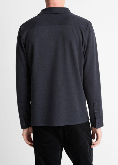 VINCE Men Herringbone Cotton-Blend Button-Front Shirt in Long Sleeve COASTAL BLUE