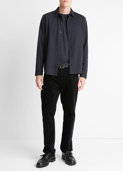 VINCE Men Herringbone Cotton-Blend Button-Front Shirt in Long Sleeve COASTAL BLUE