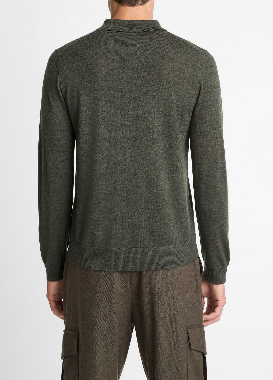VINCE Men Wool Polo Sweater in Sweaters DARK LEAF
