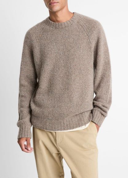 VINCE Men Donegal Cashmere Raglan-Sleeve Sweater in Crew Neck DARK HEATHER MOUSE