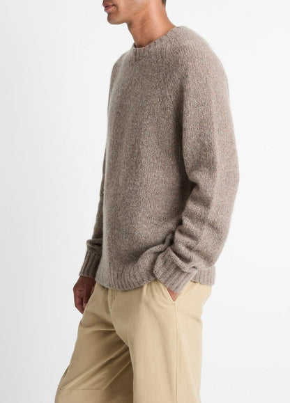 VINCE Men Donegal Cashmere Raglan-Sleeve Sweater in Crew Neck DARK HEATHER MOUSE
