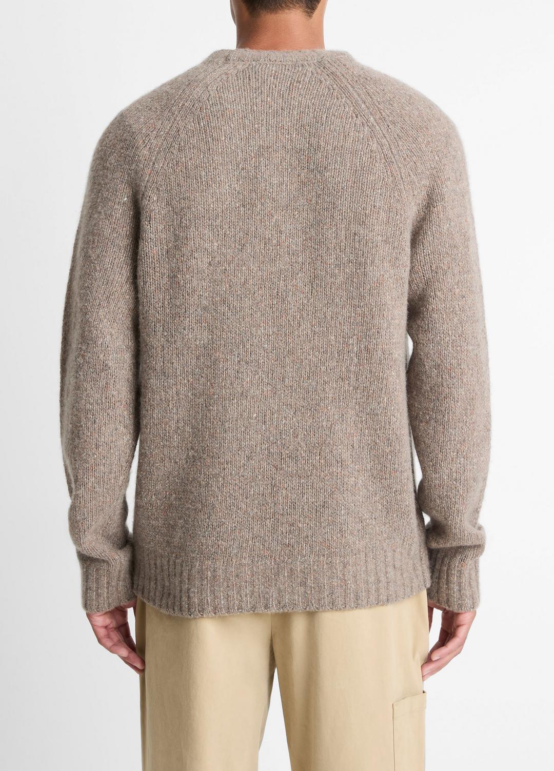 VINCE Men Donegal Cashmere Raglan-Sleeve Sweater in Crew Neck DARK HEATHER MOUSE