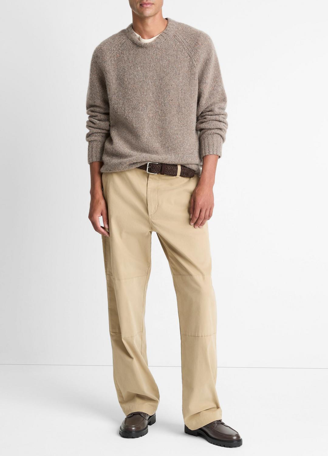 VINCE Men Donegal Cashmere Raglan-Sleeve Sweater in Crew Neck DARK HEATHER MOUSE