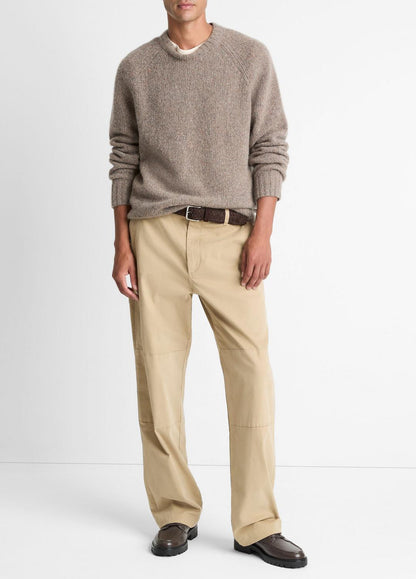 VINCE Men Donegal Cashmere Raglan-Sleeve Sweater in Crew Neck DARK HEATHER MOUSE