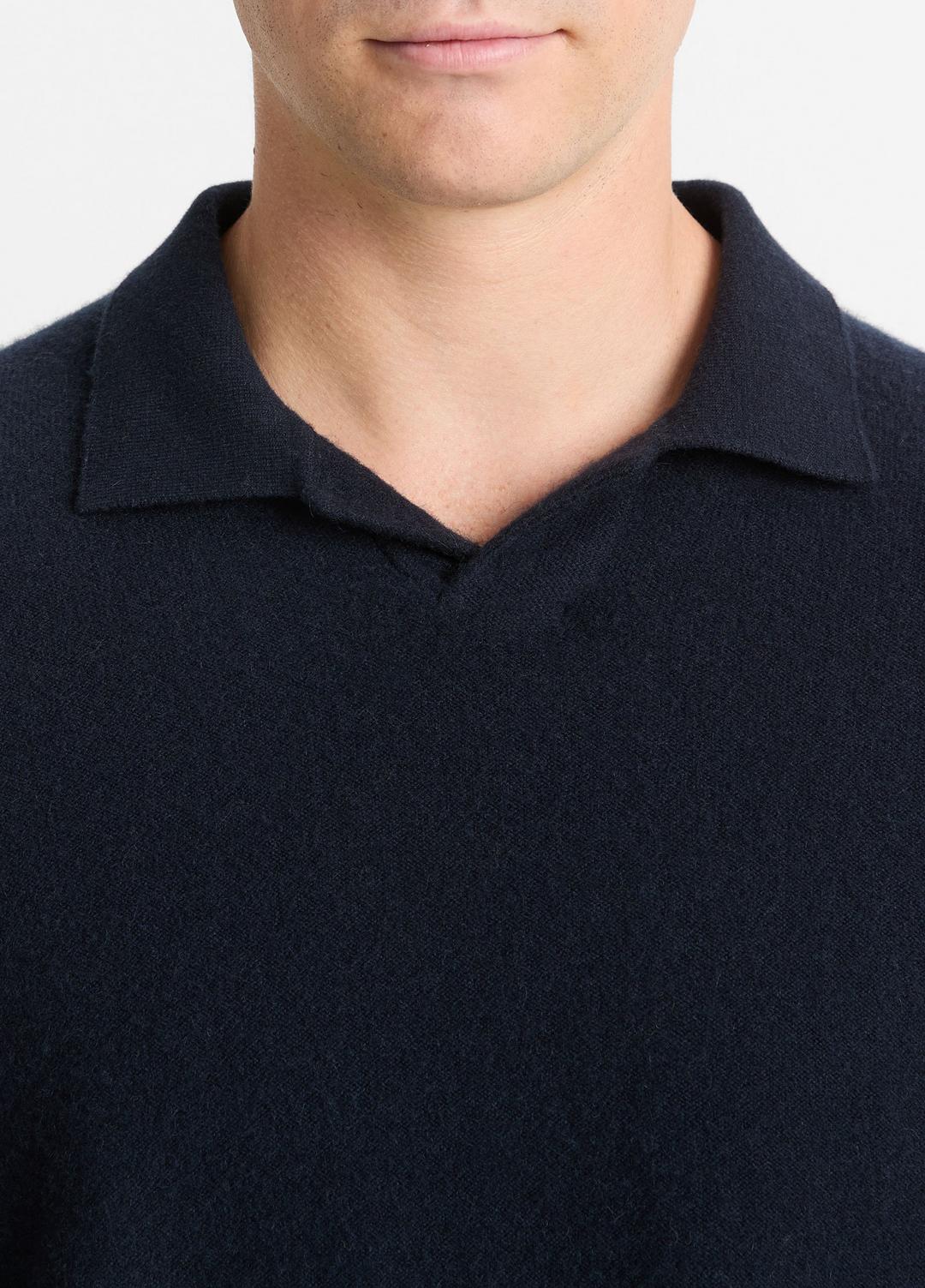 VINCE Men Plush Cashmere Johnny-Collar Polo in Sweaters COASTAL BLUE