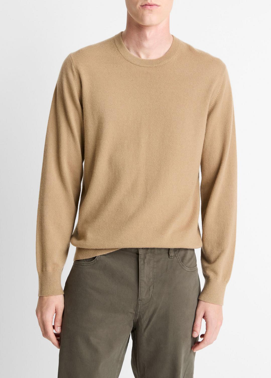 VINCE Men Cashmere Crew Neck Sweater in Crew Neck CAMELETTO