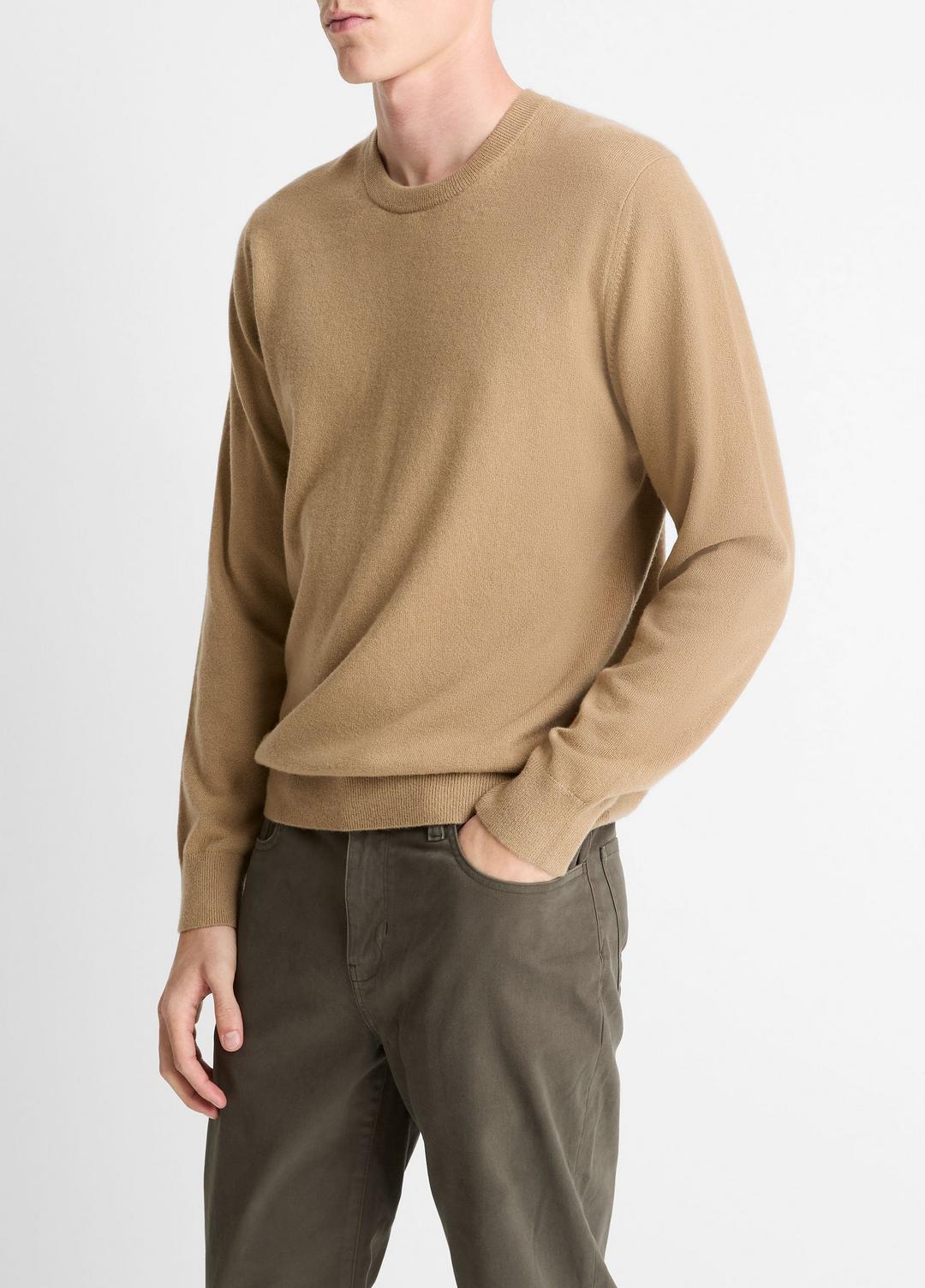 VINCE Men Cashmere Crew Neck Sweater in Crew Neck CAMELETTO