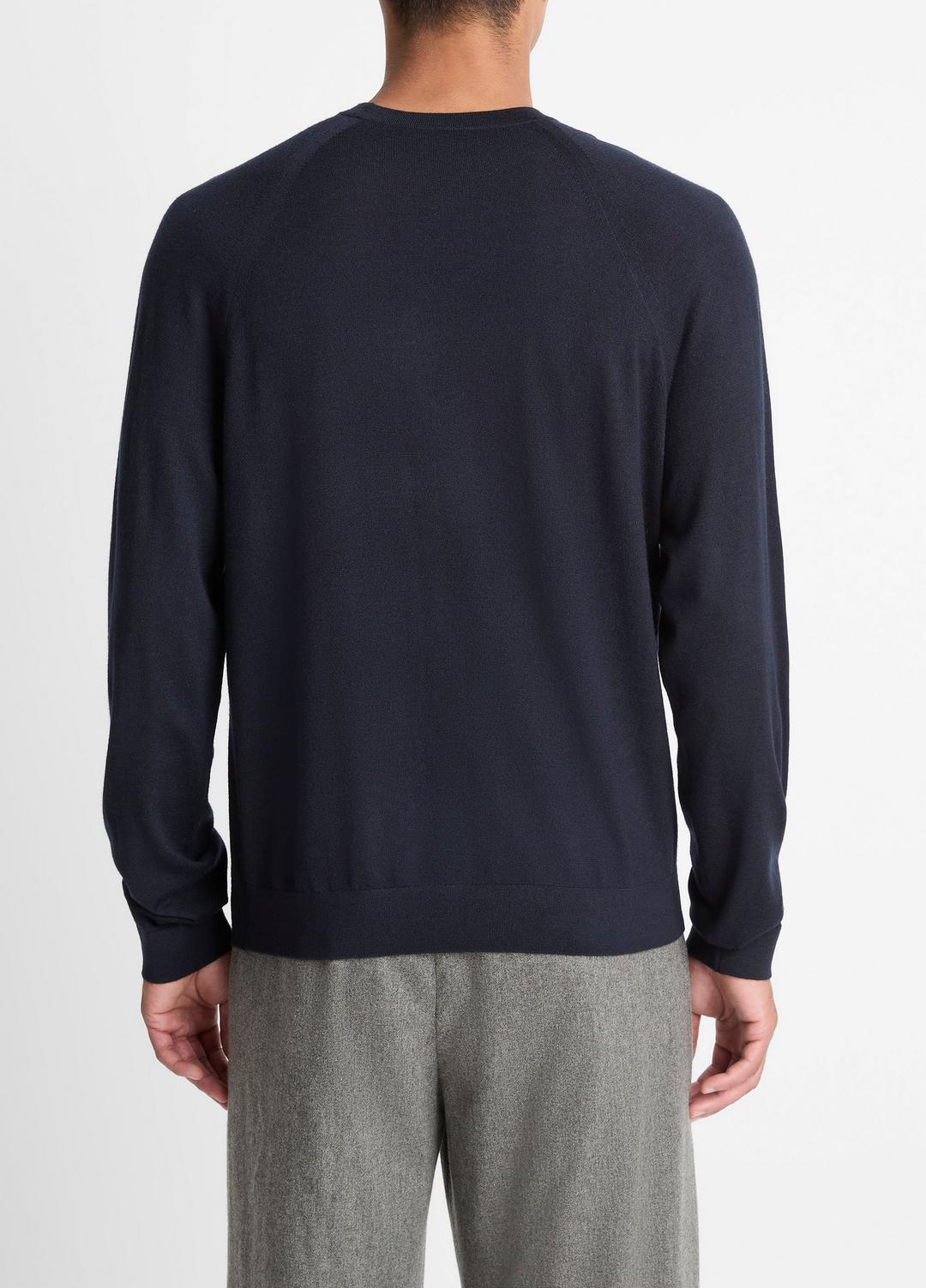 VINCE Men Featherweight Wool-Cashmere Crew Neck Sweater in Crew Neck COASTAL BLUE
