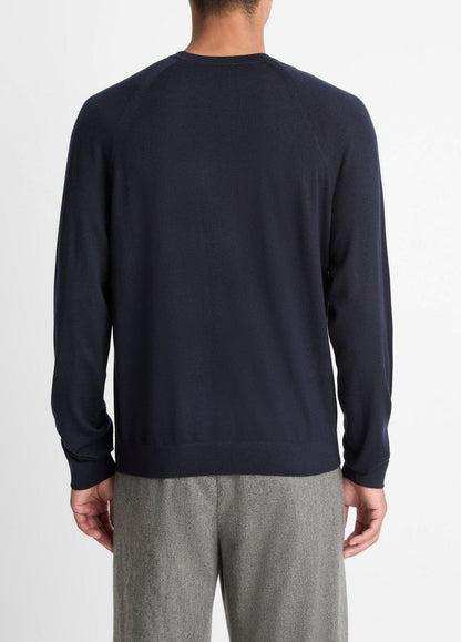 VINCE Men Featherweight Wool-Cashmere Crew Neck Sweater in Crew Neck COASTAL BLUE