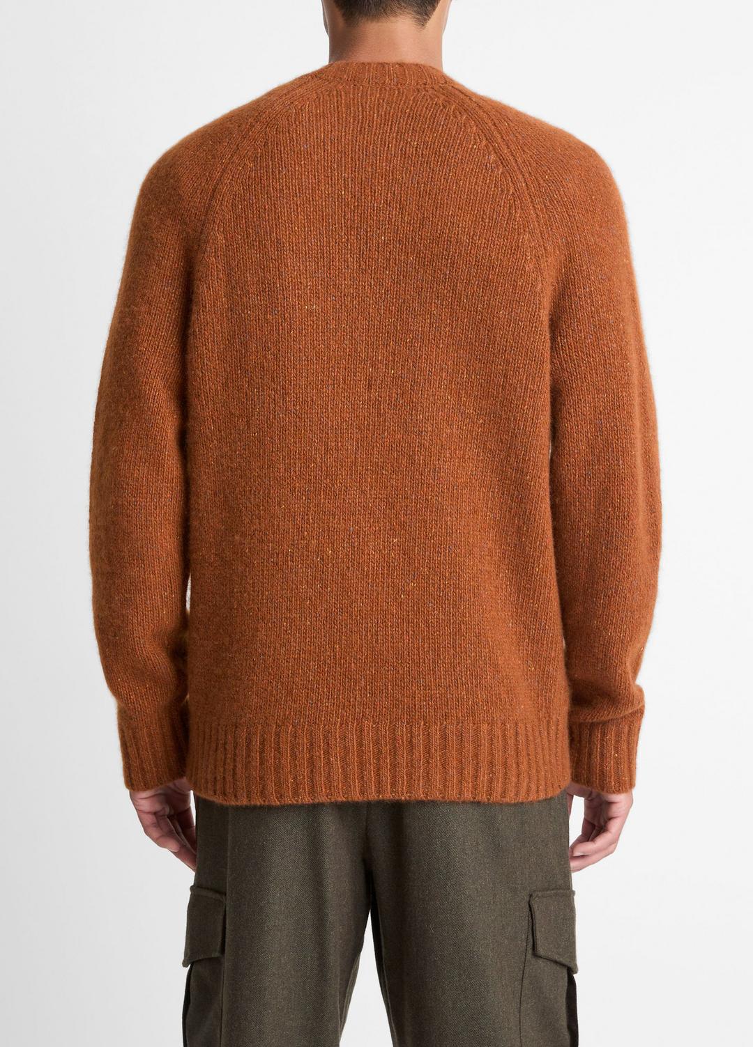 VINCE Men Donegal Cashmere Raglan-Sleeve Sweater in Crew Neck DARK BURNT ORANGE