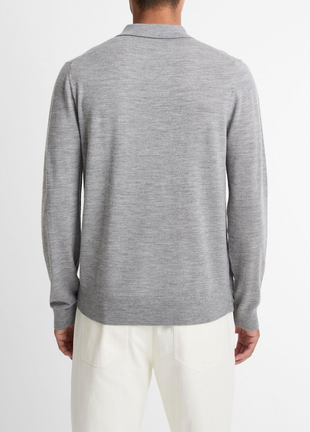 VINCE Men Wool Polo Sweater in Sweaters HEATHER GREY
