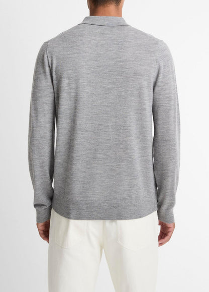 VINCE Men Wool Polo Sweater in Sweaters HEATHER GREY