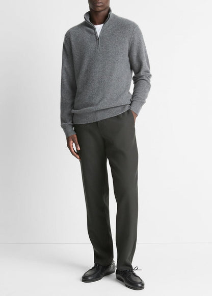 VINCE Men Plush Cashmere Quarter-Zip Sweater in Quarter Zip MEDIUM HEATHER GREY