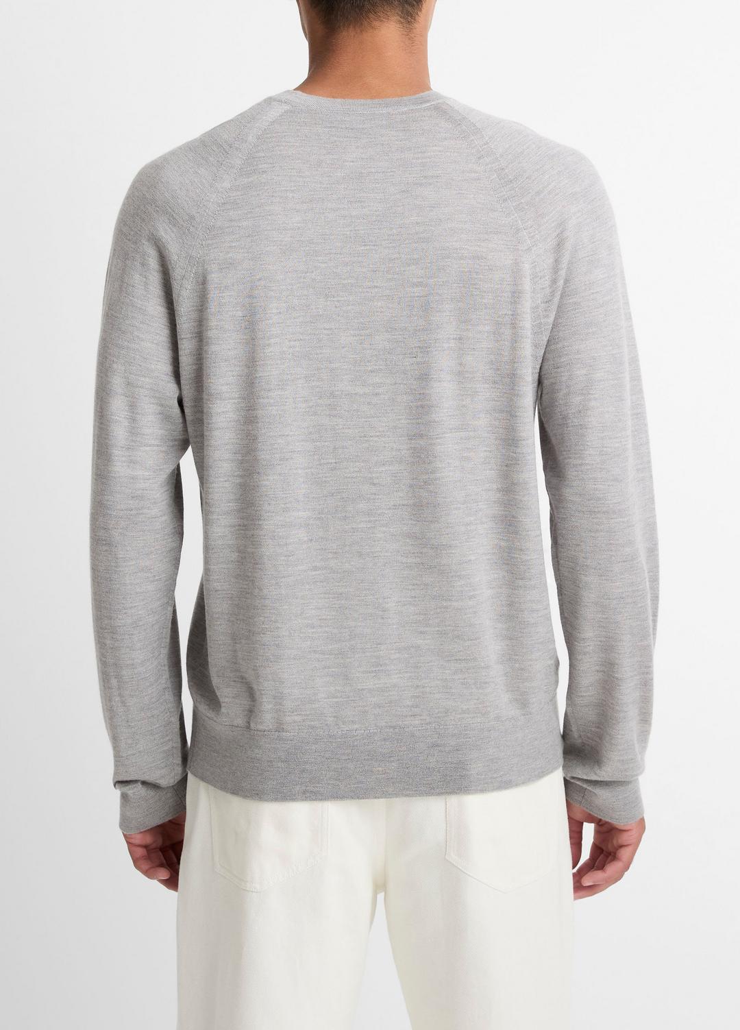 VINCE Men Featherweight Wool-Cashmere Crew Neck Sweater in Crew Neck HEATHER GREY