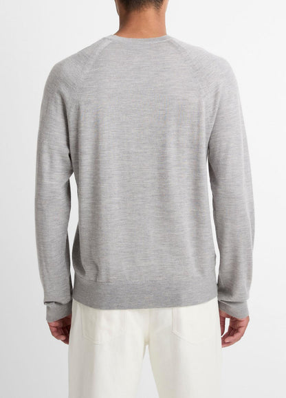VINCE Men Featherweight Wool-Cashmere Crew Neck Sweater in Crew Neck HEATHER GREY
