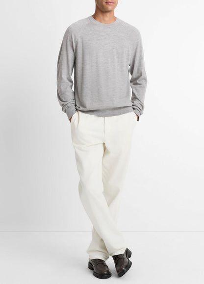 VINCE Men Featherweight Wool-Cashmere Crew Neck Sweater in Crew Neck HEATHER GREY
