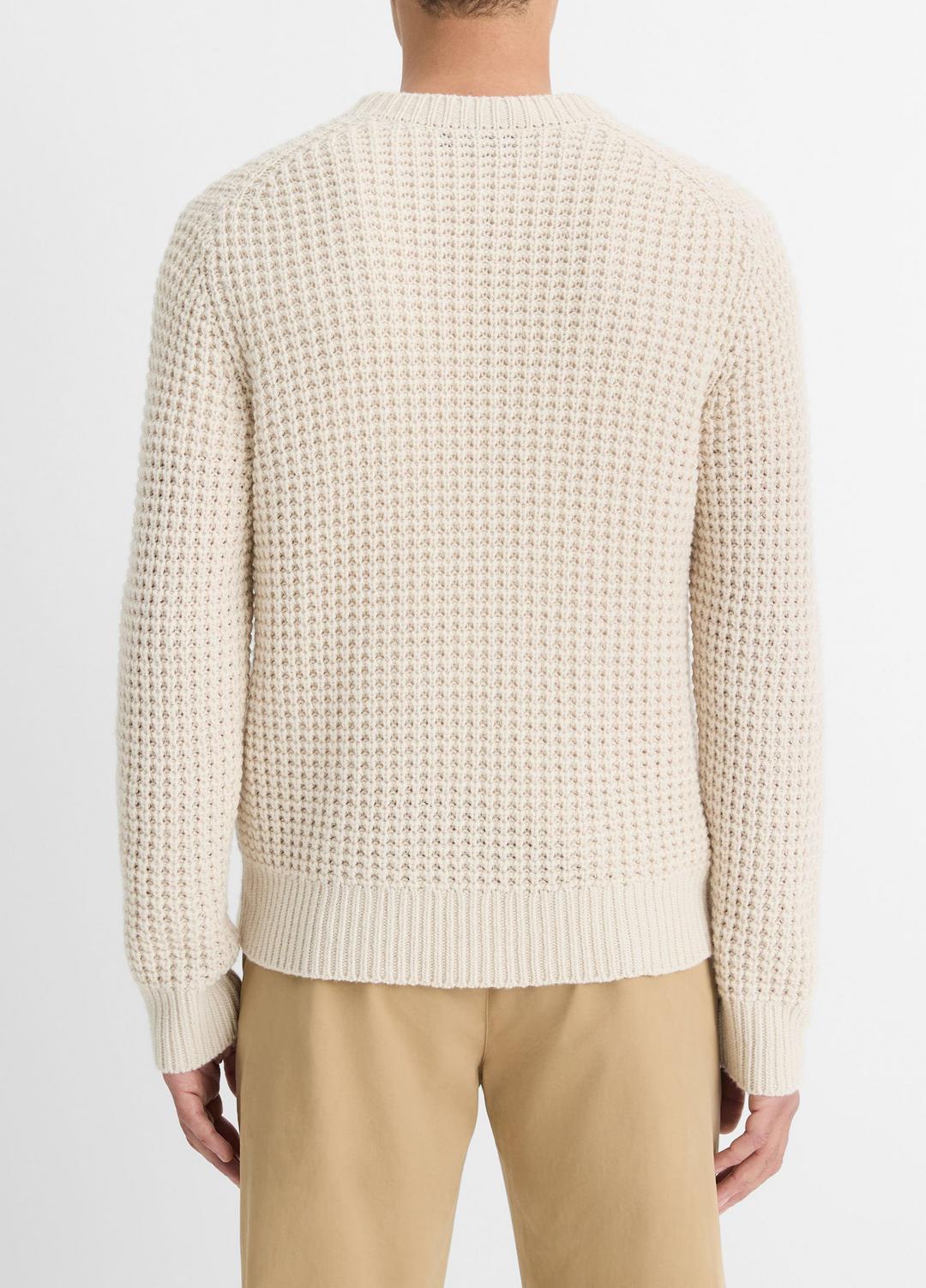 VINCE Men Macro-Waffle Crew Neck Sweater in Crew Neck PEBBLE WHITE