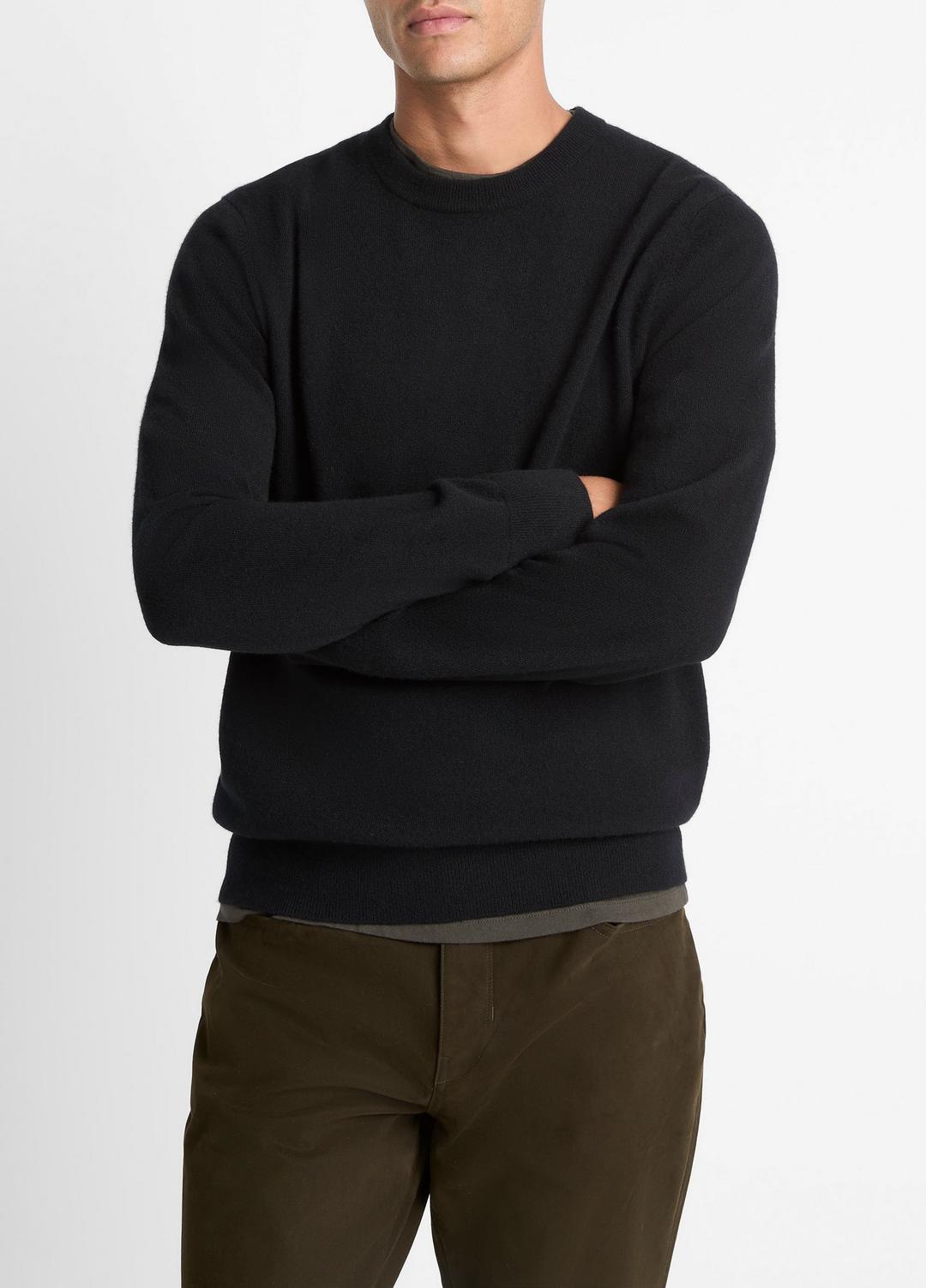 VINCE Men Cashmere Crew Neck Sweater in Crew Neck BLACK
