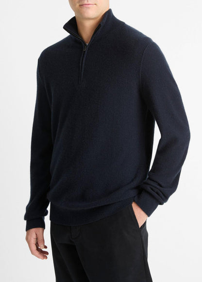 VINCE Men Plush Cashmere Quarter-Zip Sweater in Quarter Zip COASTAL BLUE