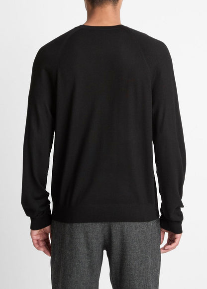 VINCE Men Featherweight Wool-Cashmere Crew Neck Sweater in Crew Neck BLACK