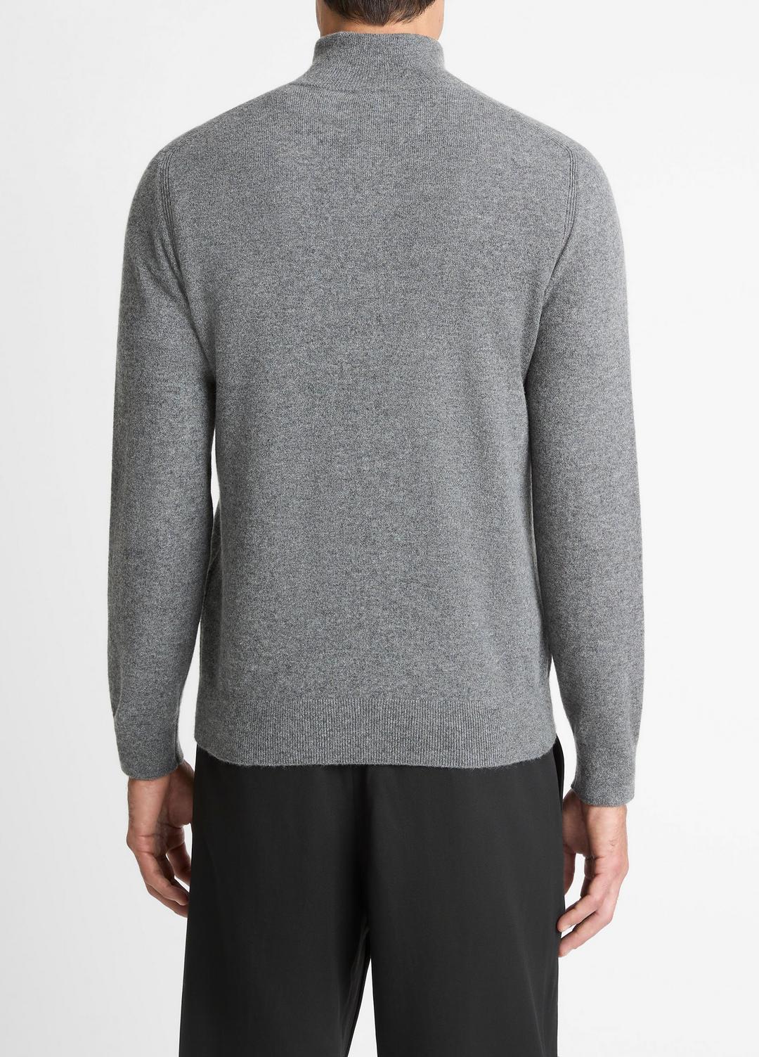 VINCE Men Cashmere Quarter-Zip Sweater in Quarter Zip MEDIUM HEATHER GREY