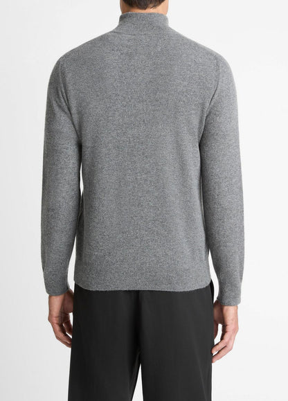 VINCE Men Cashmere Quarter-Zip Sweater in Quarter Zip MEDIUM HEATHER GREY