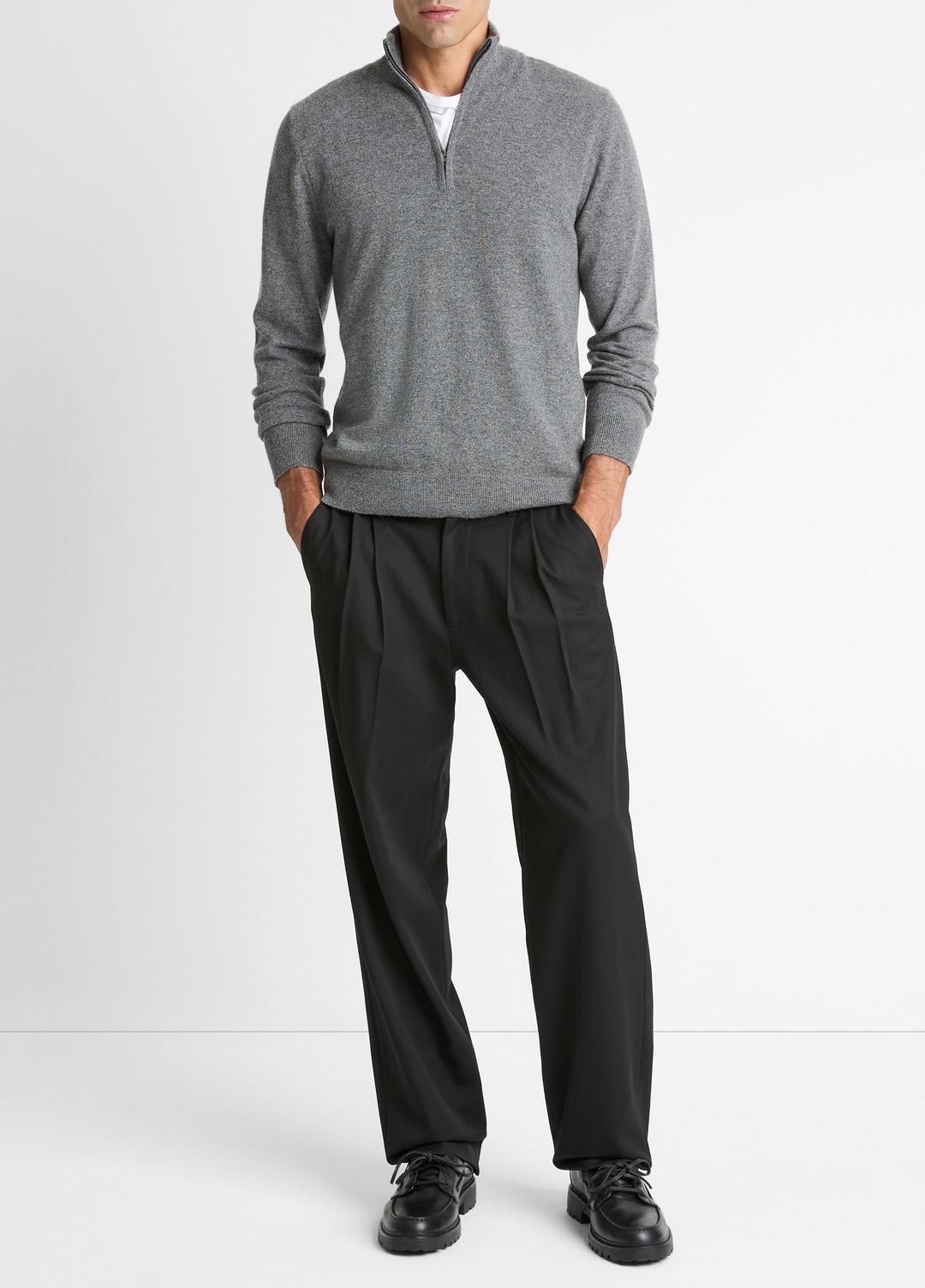 VINCE Men Cashmere Quarter-Zip Sweater in Quarter Zip MEDIUM HEATHER GREY