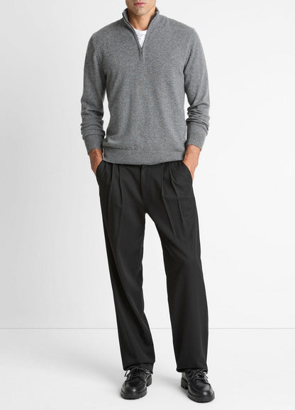 VINCE Men Cashmere Quarter-Zip Sweater in Quarter Zip MEDIUM HEATHER GREY