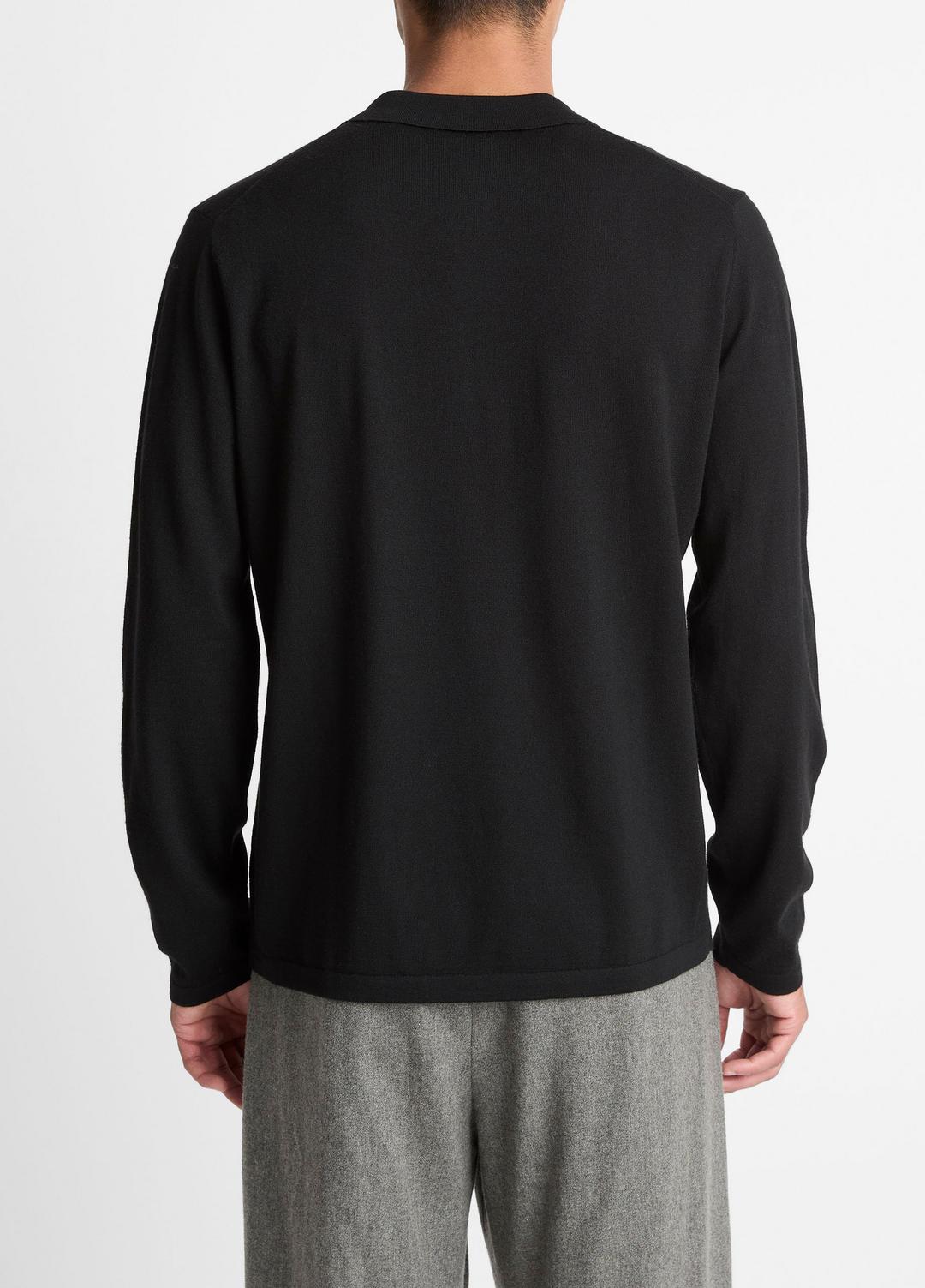 VINCE Men Wool Polo Sweater in Sweaters BLACK