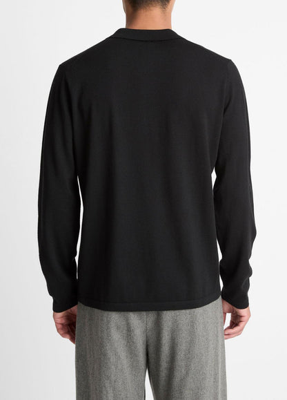 VINCE Men Wool Polo Sweater in Sweaters BLACK