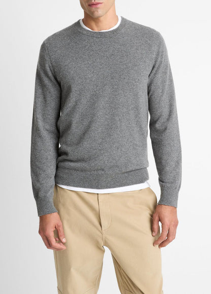 VINCE Men Cashmere Crew Neck Sweater in Crew Neck MEDIUM HEATHER GREY