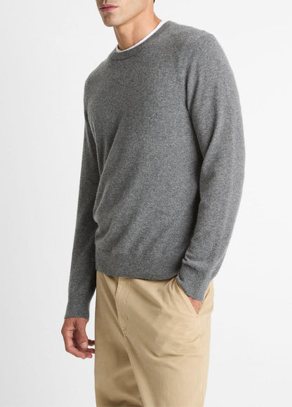 VINCE Men Cashmere Crew Neck Sweater in Crew Neck MEDIUM HEATHER GREY