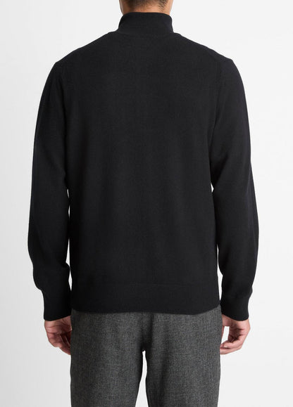 VINCE Men Cashmere Quarter-Zip Sweater in Quarter Zip BLACK