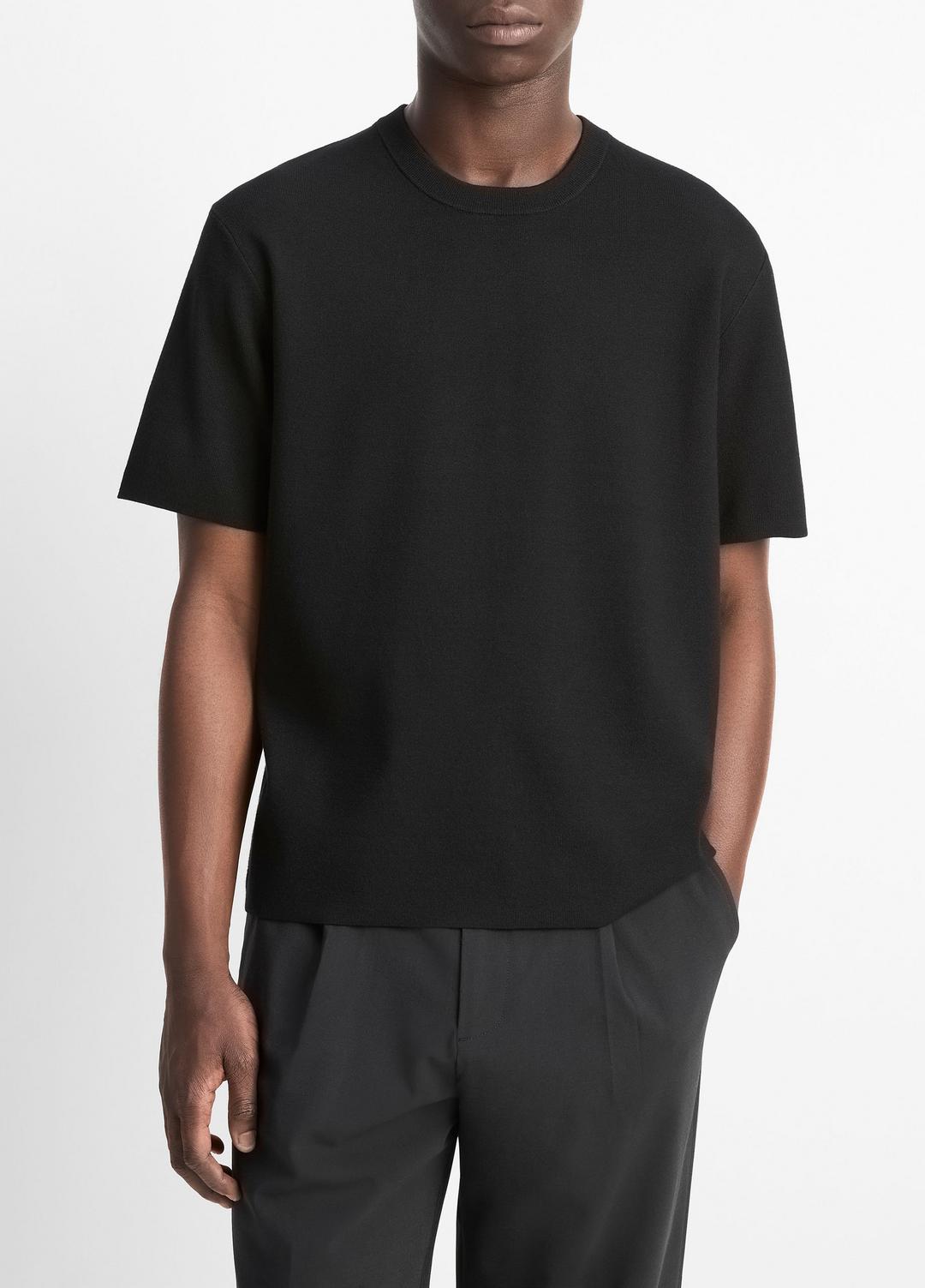 VINCE Men Milano Short-Sleeve Crew Neck Sweater in Crew Neck BLACK