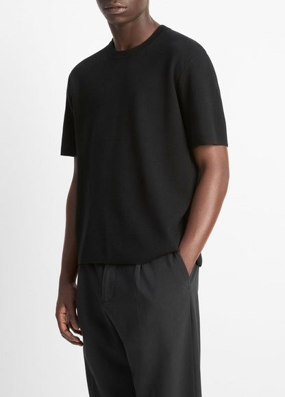 VINCE Men Milano Short-Sleeve Crew Neck Sweater in Crew Neck BLACK