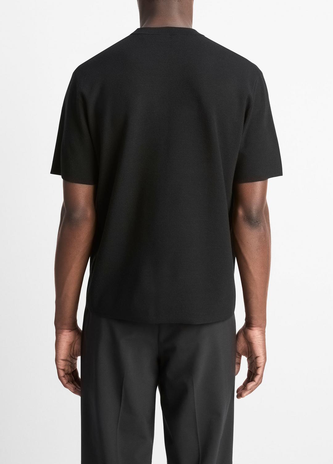 VINCE Men Milano Short-Sleeve Crew Neck Sweater in Crew Neck BLACK