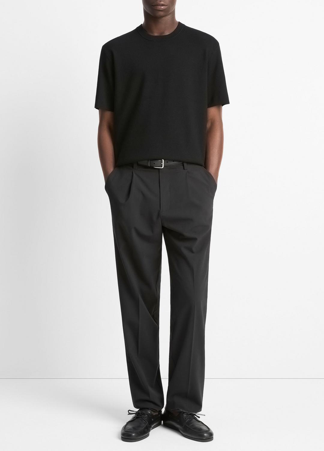 VINCE Men Milano Short-Sleeve Crew Neck Sweater in Crew Neck BLACK