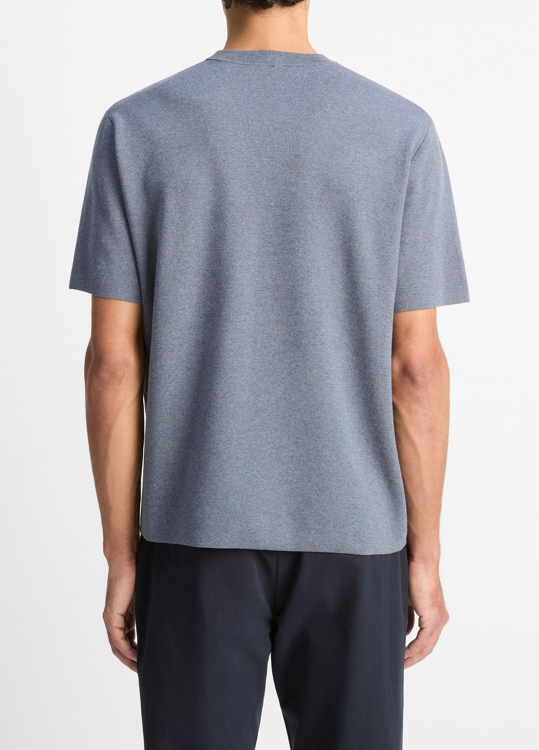 VINCE Men Milano Short-Sleeve Crew Neck Sweater in Crew Neck LIGHT HEATHER RIPPLE
