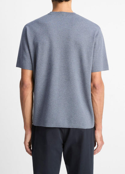 VINCE Men Milano Short-Sleeve Crew Neck Sweater in Crew Neck LIGHT HEATHER RIPPLE