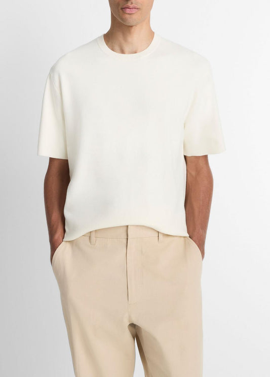 VINCE Men Milano Short-Sleeve Crew Neck Sweater in Crew Neck CLASSIC CREAM