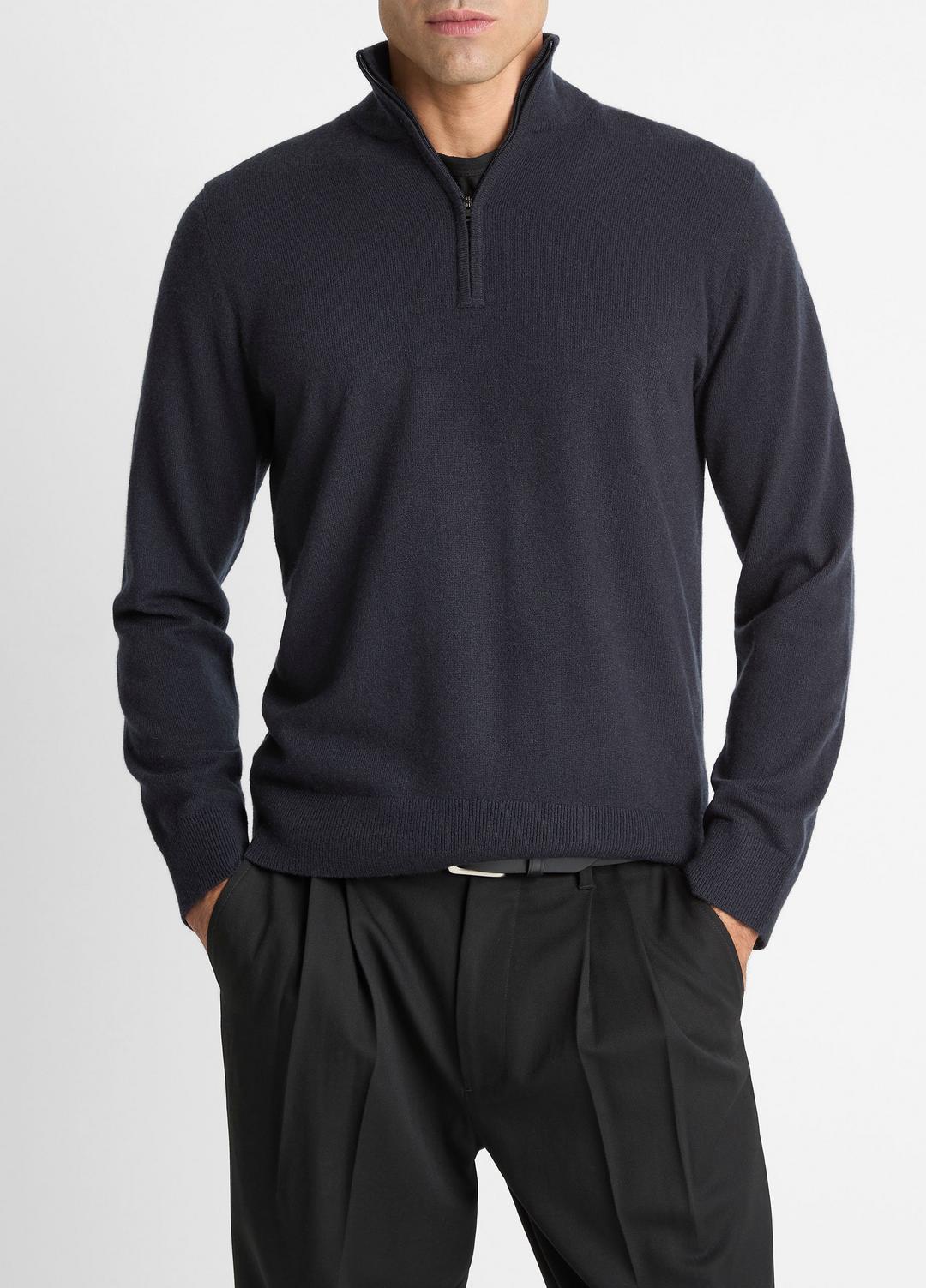 VINCE Men Cashmere Quarter-Zip Sweater in Quarter Zip COASTAL BLUE
