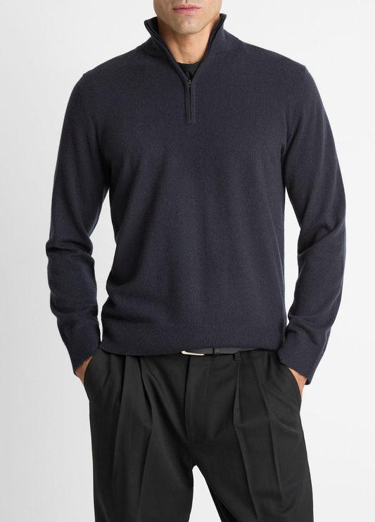 VINCE Men Cashmere Quarter-Zip Sweater in Quarter Zip COASTAL BLUE