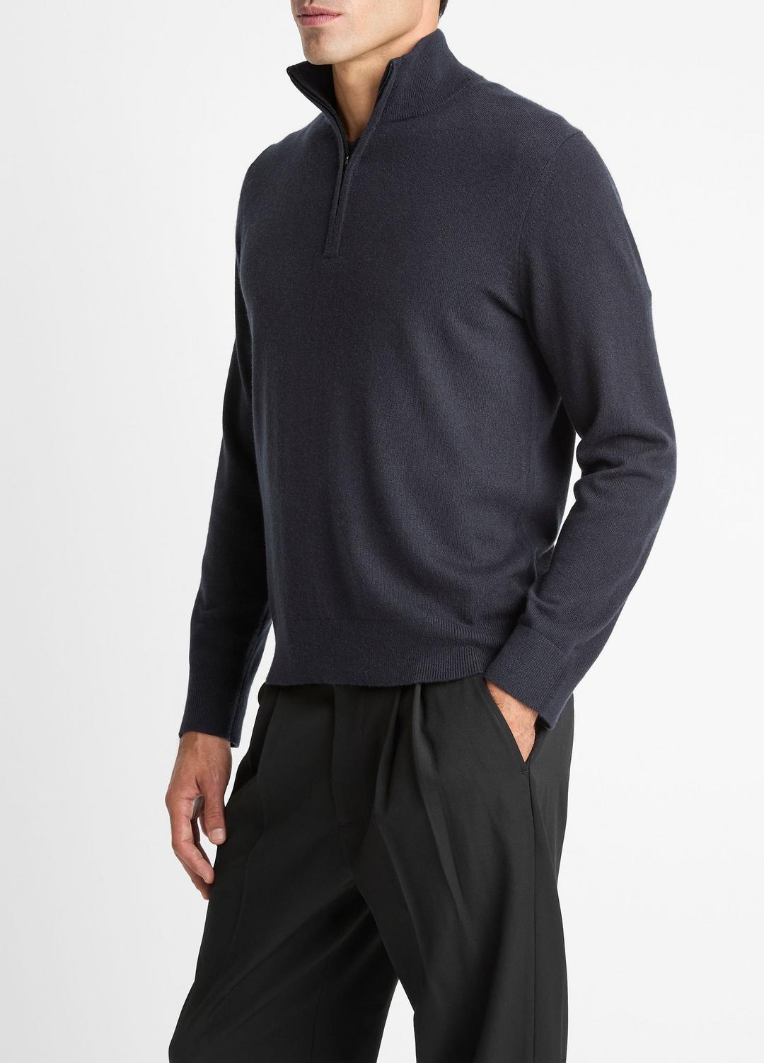 VINCE Men Cashmere Quarter-Zip Sweater in Quarter Zip COASTAL BLUE