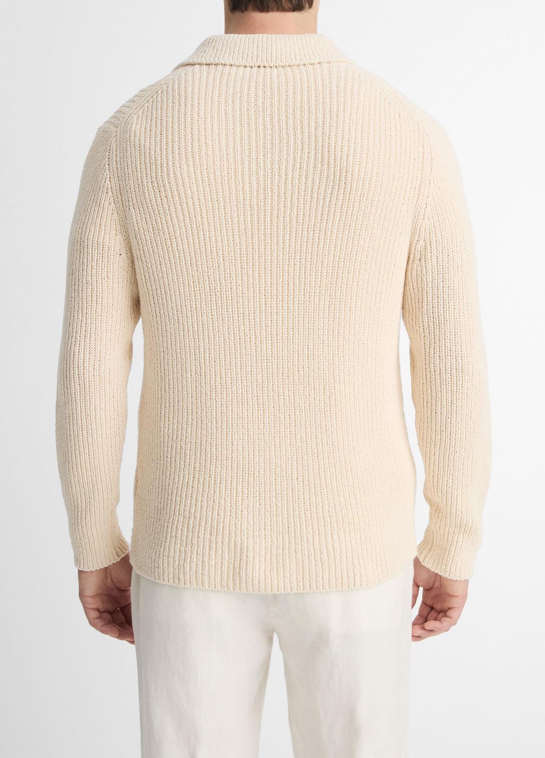 VINCE Men Shaker Italian Cotton-Blend Polo Sweater in Sweaters BONE