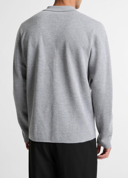 VINCE Men Italian Merino Wool Milano Polo Sweater in Sweaters HEATHER GREY