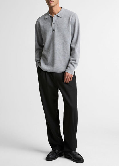 VINCE Men Italian Merino Wool Milano Polo Sweater in Sweaters HEATHER GREY
